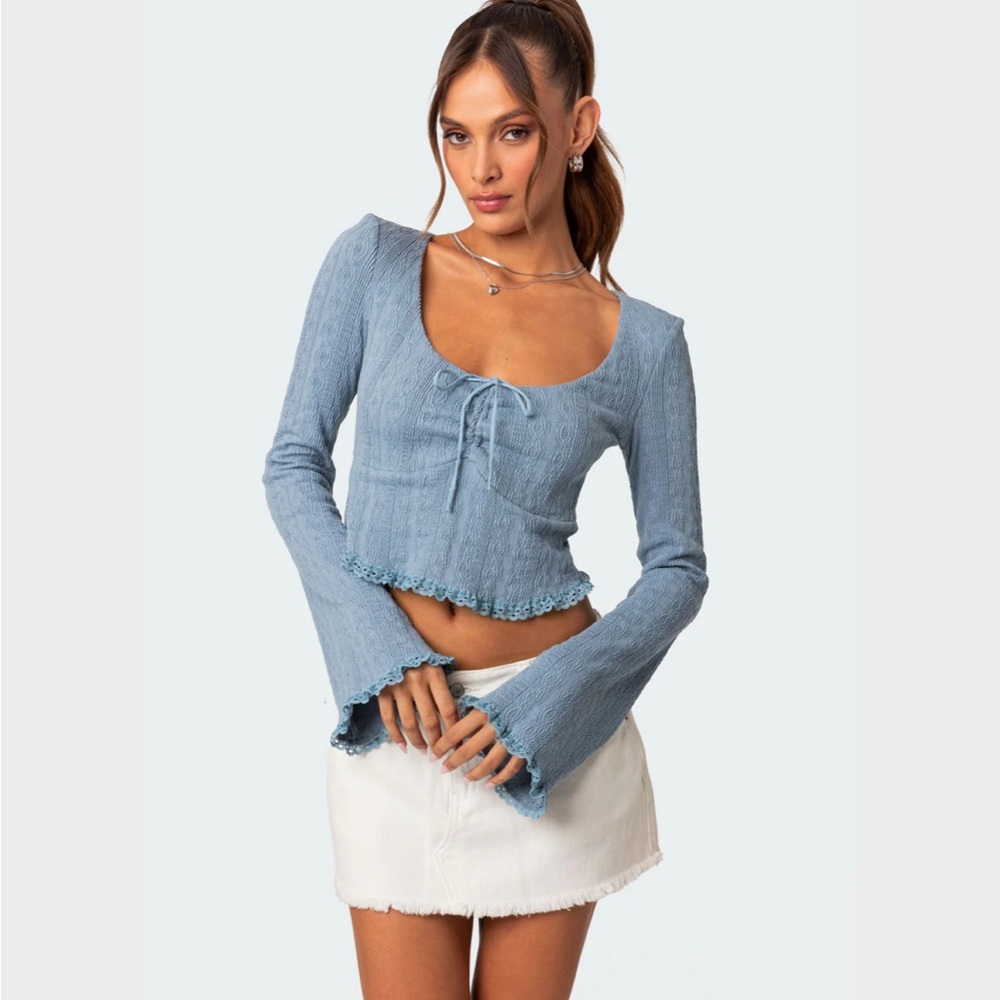 Edikted Lacey Long Sleve Knit Top